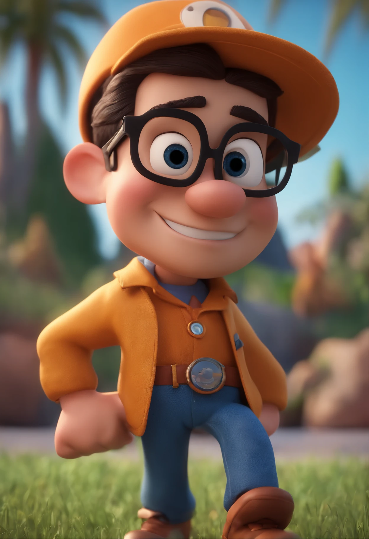 Cartoon character of a man with black glasses and a blue shirt, animation character, Caractere estilizado, animation style rendering, 3D estilizado, Arnold Maya render, 3 d render stylized, toon render keyshot, Personagem 3D, Personagem 3D, 3d rendering stylized, 3 d character render, personagem de desenho animado, Personagem de close up, Pose de personagem,  (Estilo Pixar) (master part:1.2) (Bokeh) (best quality) (pele detalhada) (textura detalhada) (8k) (argila) (Cinematic lighting) (foco nítido