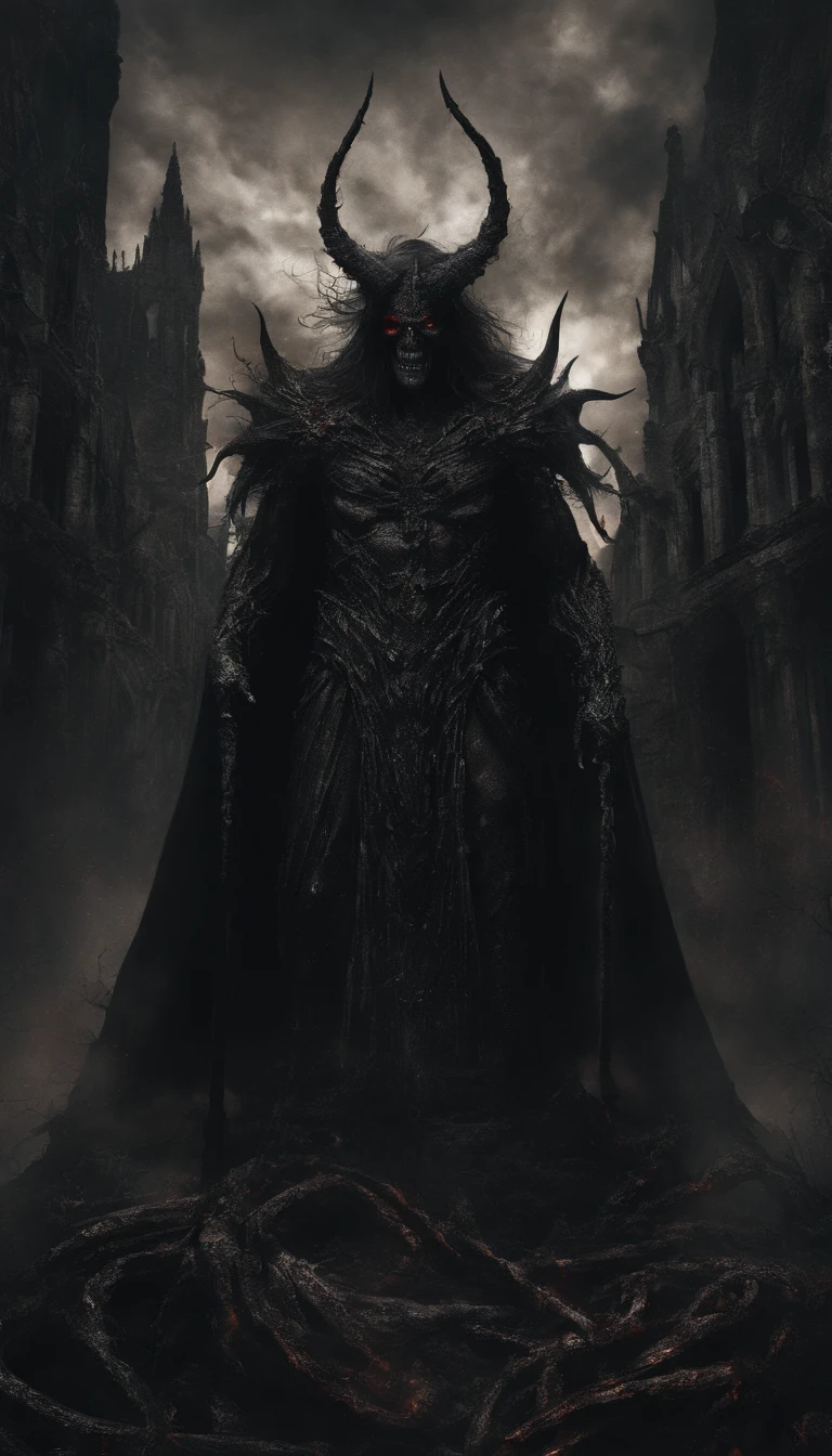 (Best quality,A high resolution:1.2),(Dark,menacing:1.1),(sinister:1.1),(Devil,satan,Lucifer:1.1),(The demons:1.1),(Ominous,Foreboding:1.1),(Powerful figure:1.1),(Red glowing eyes,Sharp teeth:1.1),(Black wings,Thick,Tattered:1.1),(Hell landscape:1.1),(Fire,brimstone:1.1),(Threatening atmosphere:1.1),(Dark shadows,Menacing presence:1.1),(Ominous clouds,Stormy sky:1.1),(Gloomy,Unforgettable mood:1.1),(Ominous aura,evil energy:1.1),(Dark aura,Smoke:1.1),(intense heat,fiery flames:1.1),(Surreal,Nightmarish vision:1.1),(Prophecy of the book of Revelation:1.1),(Twisted horns,Blazing Crown:1.1),(Ominous whisper,Evil laughter:1.1),(Screams of torment,Echoing cries:1.1),(Ominous symbols,Ancient runes:1.1),(Mystical Artifacts,Shadow artifacts:1.1),(Hell Rituals,Ritual sacrifices:1.1),(Demon Servant，,Dark creatures:1.1),(Desolate,barren wasteland:1.1),(Academy of Souls,Tormented souls:1.1),(Eternal curse,Desperate life:1.1),(The destruction of the end of the world,The world is in chaos:1.1),(Malicious intent,The embodiment of darkness:1.1),(A gateway to the underworld,Nightmare realm:1.1),(funk,terroral:sankta].