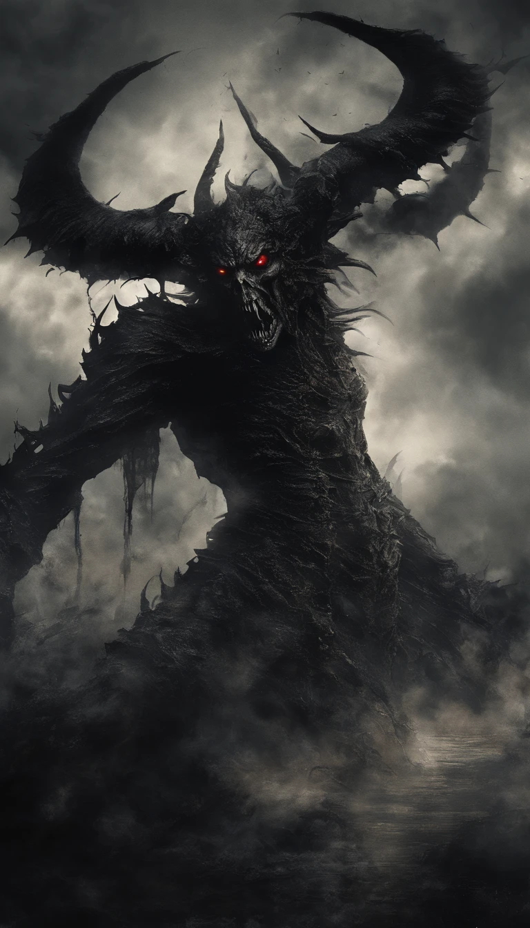 (Best quality,A high resolution:1.2),(Dark,menacing:1.1),(sinister:1.1),(Devil,satan,Lucifer:1.1),(The demons:1.1),(Ominous,Foreboding:1.1),(Powerful figure:1.1),(Red glowing eyes,Sharp teeth:1.1),(Black wings,Thick,Tattered:1.1),(Hell landscape:1.1),(Fire,brimstone:1.1),(Threatening atmosphere:1.1),(Dark shadows,Menacing presence:1.1),(Ominous clouds,Stormy sky:1.1),(Gloomy,Unforgettable mood:1.1),(Ominous aura,evil energy:1.1),(Dark aura,Smoke:1.1),(intense heat,fiery flames:1.1),(Surreal,Nightmarish vision:1.1),(Prophecy of the book of Revelation:1.1),(Twisted horns,Blazing Crown:1.1),(Ominous whisper,Evil laughter:1.1),(Screams of torment,Echoing cries:1.1),(Ominous symbols,Ancient runes:1.1),(Mystical Artifacts,Shadow artifacts:1.1),(Hell Rituals,Ritual sacrifices:1.1),(Demon Servant，,Dark creatures:1.1),(Desolate,barren wasteland:1.1),(Academy of Souls,Tormented souls:1.1),(Eternal curse,Desperate life:1.1),(The destruction of the end of the world,The world is in chaos:1.1),(Malicious intent,The embodiment of darkness:1.1),(A gateway to the underworld,Nightmare realm:1.1),(funk,terroral:sankta].