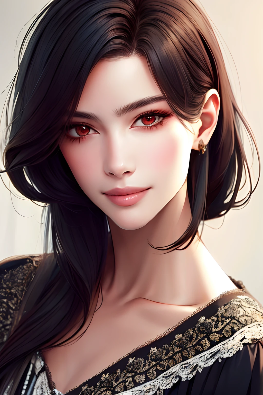 (masterpiece:1.2, best quality), (real picture, intricate details), 1lady, solo, upper body, casual, long hair, minimal makeup, natural fabrics, close-up face, smile, home