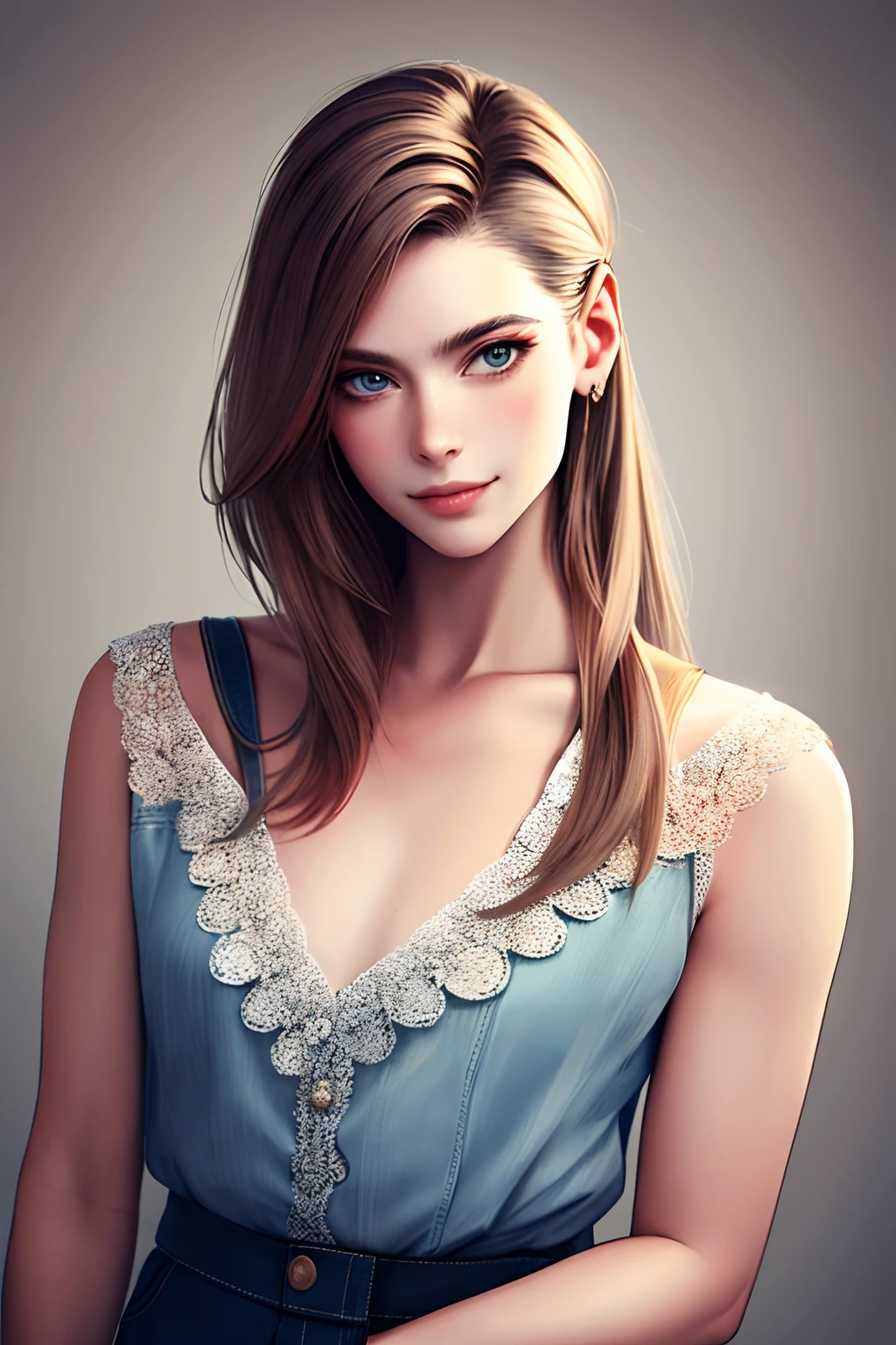 (masterpiece:1.2, best quality), (real picture, intricate details), 1lady, solo, upper body, casual, long hair, minimal makeup, natural fabrics, close-up face, smile, home