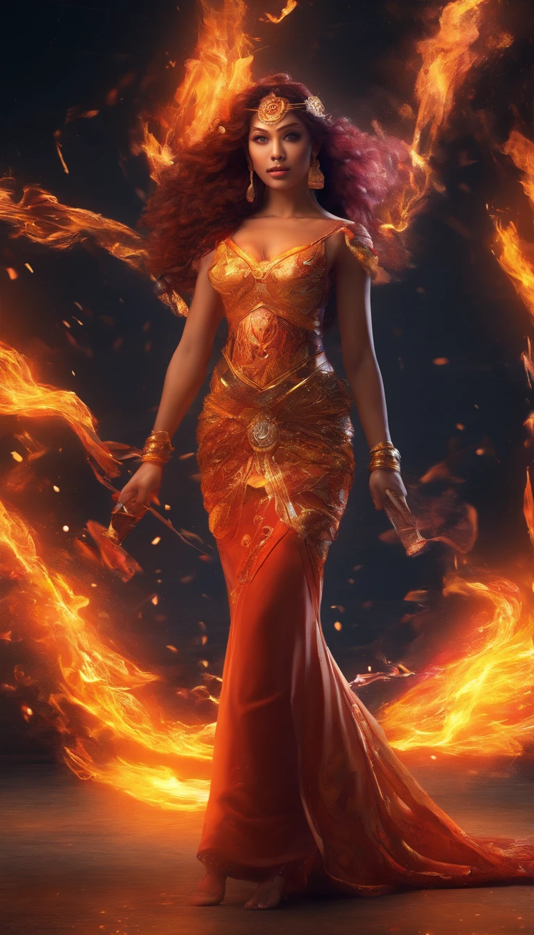 Indonesian Girl playing with fire, ablaze with intensity, Glowing embers, Swirling smoke, Mesmerizing action, Flowing red hair, sparks flying, Fearless expression, Dark background, Intense lighting, Fiery atmosphere, dynamicposes, Dangerous beauty, Fascinating energy, Burning passion, Thrilling suspense, intense heat, Scorching flame, dramatic contrast, Smoky veil, fiery glow, Enchanting dance, Strong presence, Flashing shadows, Fiery artwork, Vibrant colors, blazing infero, Hypnotic flame, daring adventure, Her eyes shone with a blazing light, Heat waves, Glowing embers fall, Exhilarating performance, Blazing sparks in the night, adrenaline rush, Radiant warmth, Breathtaking spectacle, Raw intensity, Fiery passion is unleashed.