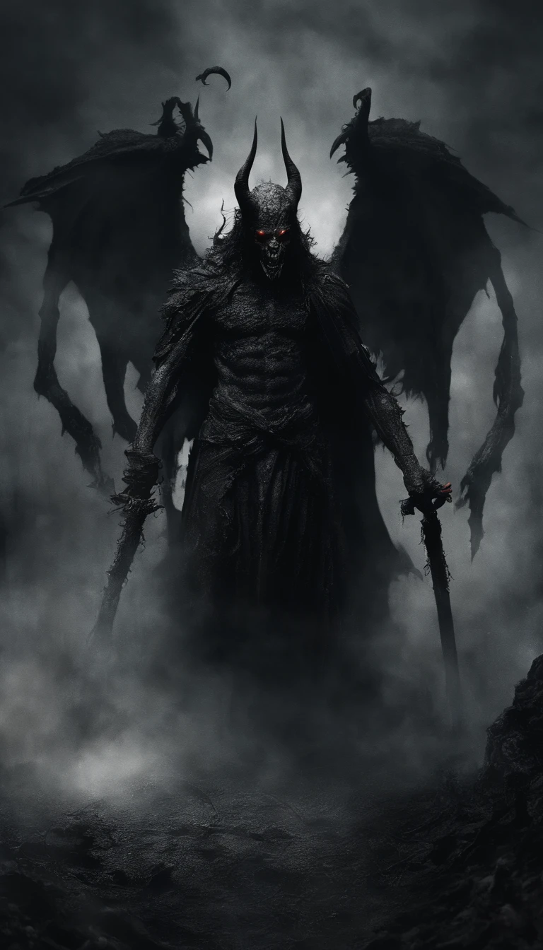 The prompt for this image would be:

"The devil king Satan in Hell, surrounded by mist, (best quality, highres, realistic:1.37), ultra-detailed, professional, dark and fiery, intense shadows, glowing eyes, demonic appearance, intricate details, eerie atmosphere, hellish landscape, sulfuric smoke, blazing inferno, haunting silhouette, surreal and dramatic, malevolent aura, vibrant colors, epic and majestic."

Remember to keep the prompt within the length and tag limitations, and ensure that the tags are ordered by importance. Feel free to add or modify any details to make the prompt more suitable for generating a high-quality image.