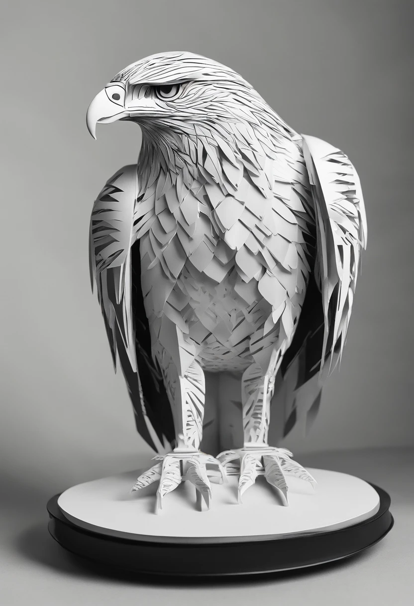 hawk, Yoji Shinkawa's style, Black and white, print, ultra-detailliert
