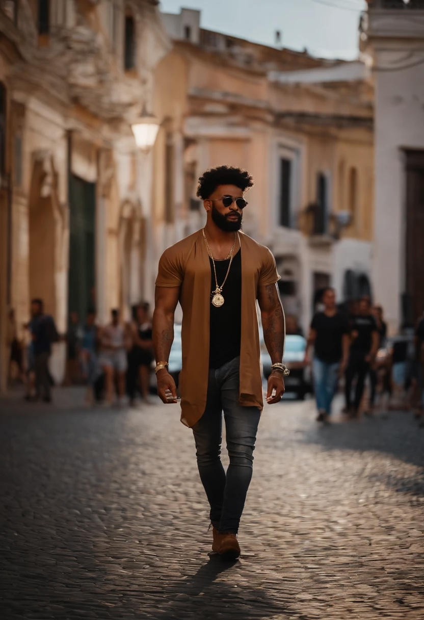 Man appearance 30 years old , Afro descendente cabelos cacheado grande preto , olhos castanhos escuros, sobrancelha arquead, boca grande , barba cavanhaque, dark lashes, tattoos on the left arm, estilo street dance, 1.78, em um palco de teatro vazio , illuminated by the light of a lamp, contra o pano de fundo de uma plateia
Pele escura, 3 d character render, personagem de desenho animado, Personagem de close up, Pose de personagem, (Estilo Pixar) (master part:1.2) (Bokeh) (best quality) (pele detalhada) (textura detalhada) (8k) (argila) (Cinematic lighting) (foco nítido