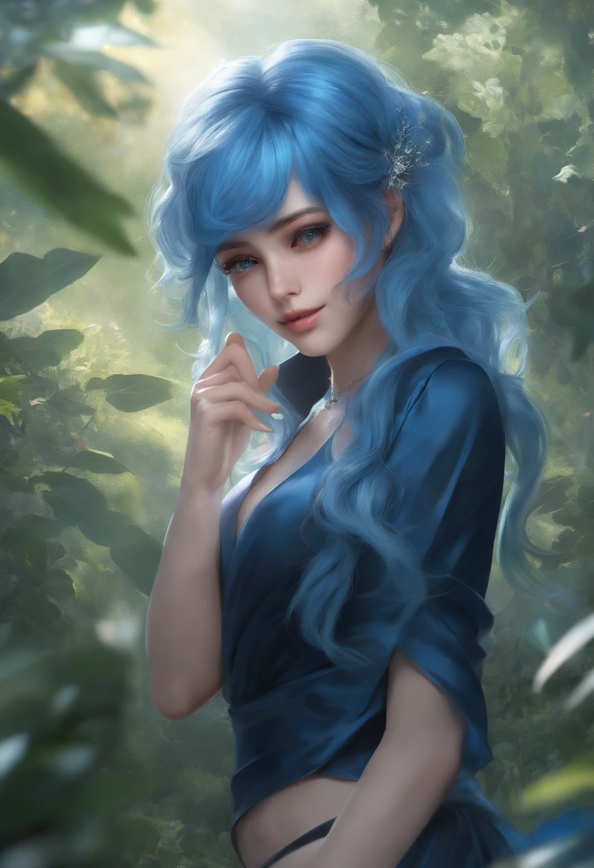 Gojo Gojo,Blue hair,harsh eyes,The whole body gives off a blue aura,4K,Wallpaper Art,light Particle