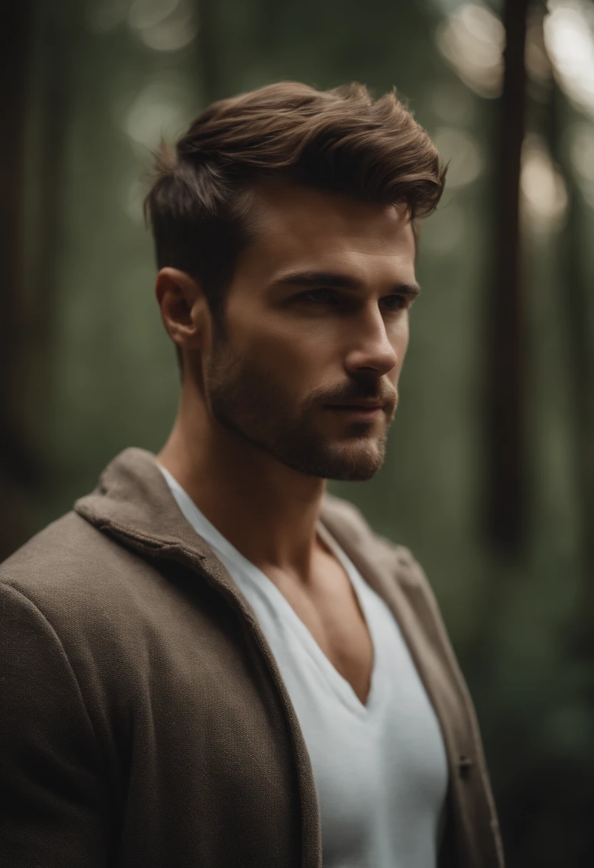 Handsome guy, short hairstyle, forester