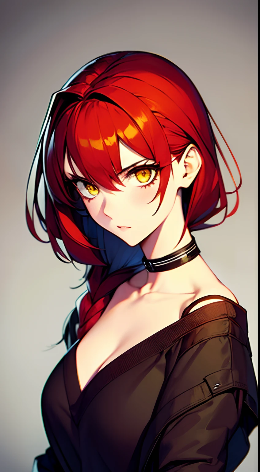 (masterpiece), (best quality), 1girl, yellow eyes, red hair