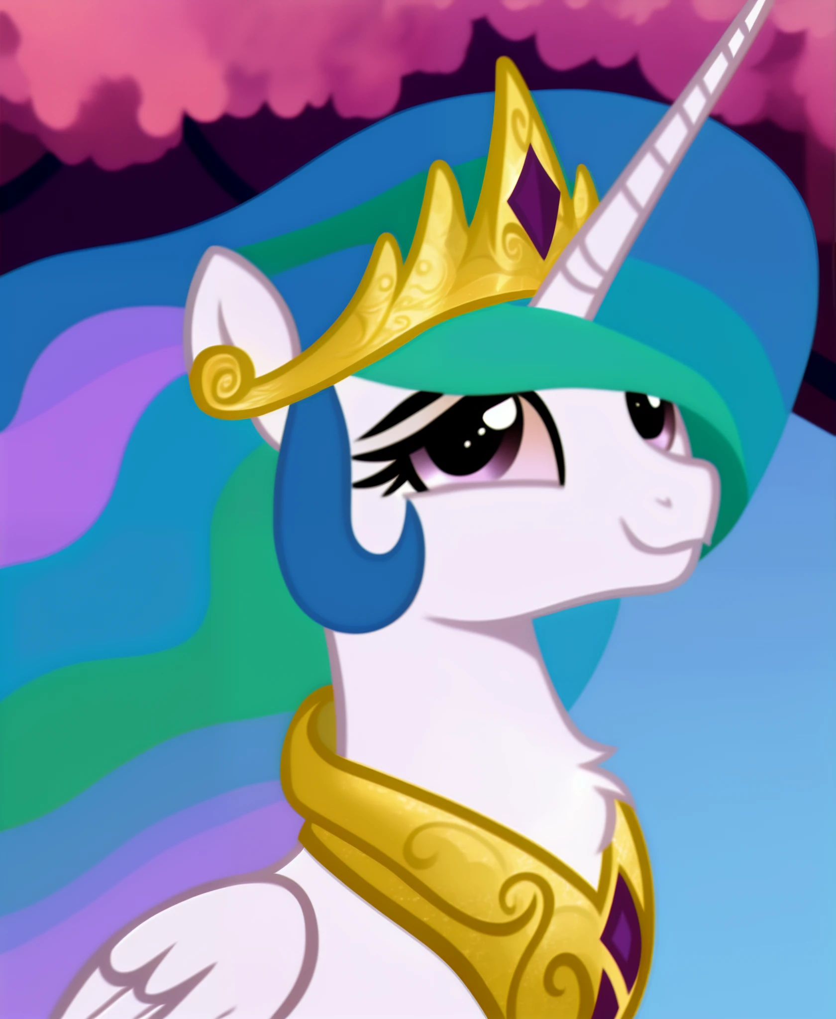 score_9, derpibooru, princess celestia, solo, show accurate, vector, very beautiful, best quality, perfect anatomy, fluff, (body fur), masterpiece, (digital painting, soft shading,, warm lighting), cute,