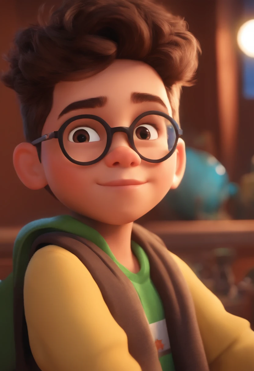 Image of a boy for a story in a YouTube video in Pixar format, He's the little allabester, He's the class leader, He's outgoing, Playful and gets up for a lot of things, cabelo curto