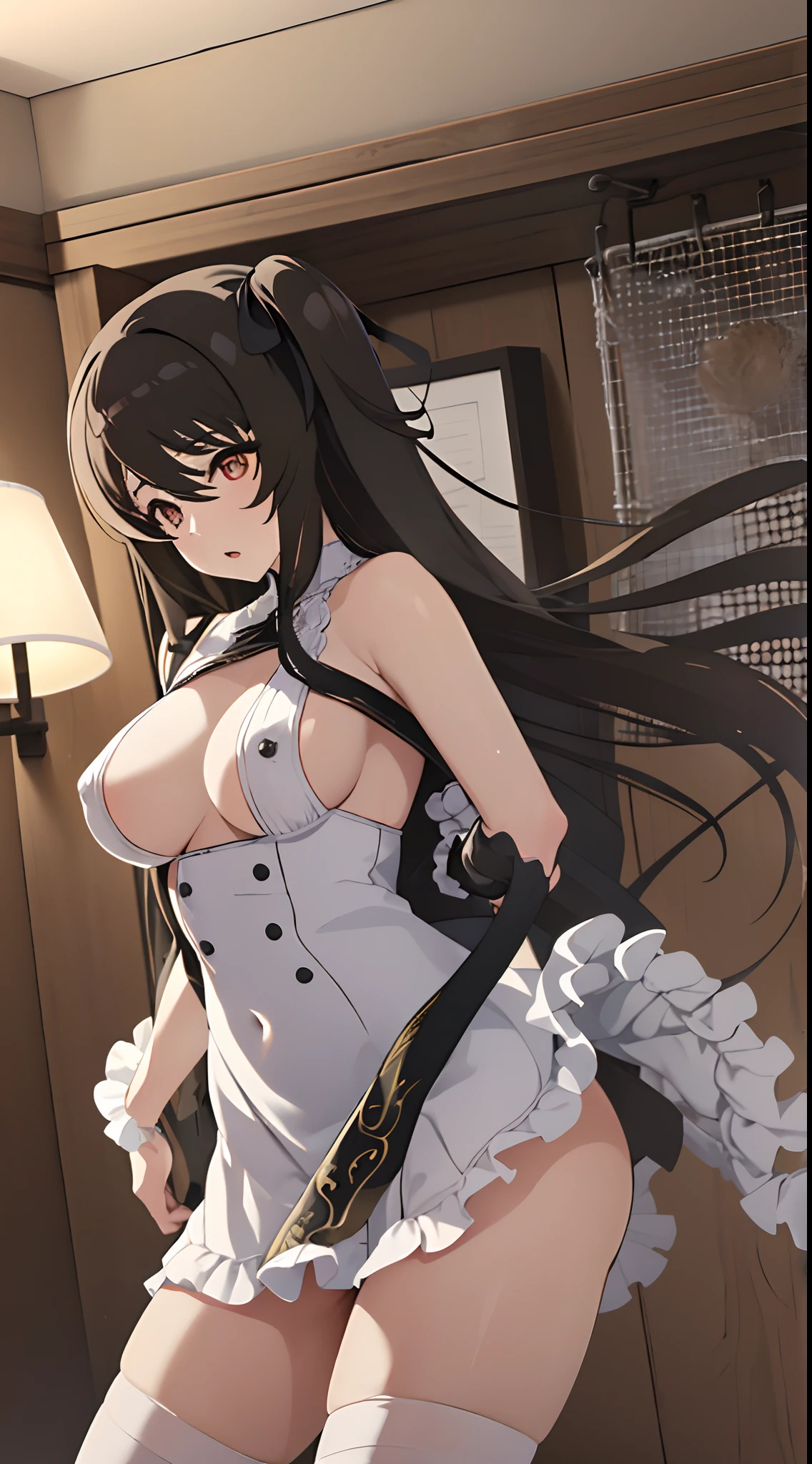 masterpiece, best quality, absurdres , perfect anatomy , Kuo Shenlin ,long hair,((vaginal)),(((sex))),nsfw ,back,curtsey,penis,1girl, 1boy,(((busty))),show off nipple ,cum in pussy,(((bukkake))),white dress ,Lace ,heart shaped pupils, girl trembling with sexual climax ,steam, Lustrous skin