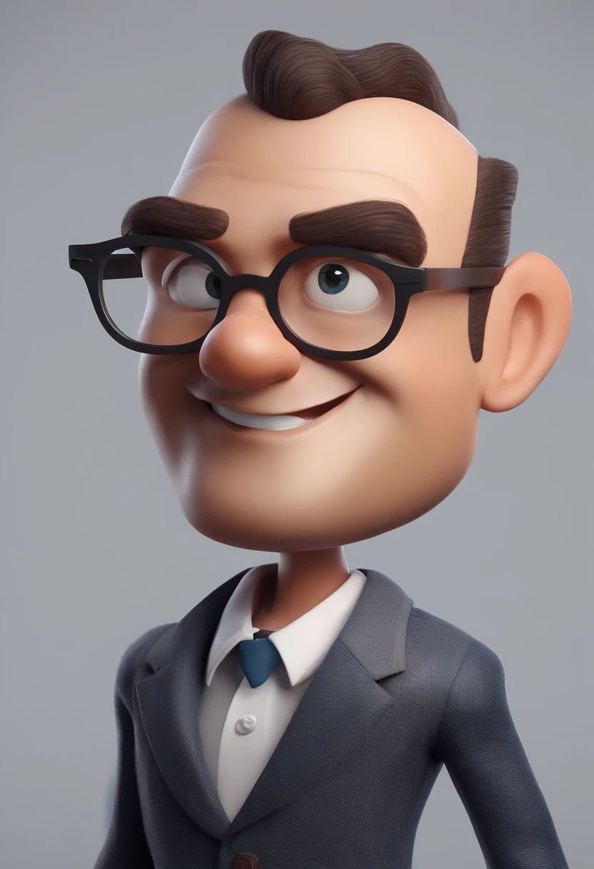 Cartoon character of a man with black glasses and a blue shirt, animation character, Caractere estilizado, animation style rendering, 3D estilizado, Arnold Maya render, 3 d render stylized, toon render keyshot, Personagem 3D, Personagem 3D, 3d rendering stylized, 3 d character render, personagem de desenho animado, Personagem de close up, Pose de personagem, (Estilo Pixar) (master part:1.2) (Bokeh) (best quality) (pele detalhada) (textura detalhada) (8k) (argila) (Cinematic lighting) (foco nítido