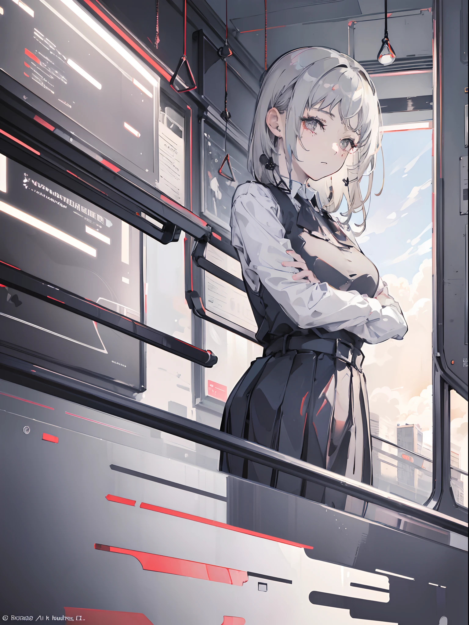 (masterpiece, top quality, best quality,official art, beautiful and aesthetic:1.2),(1girl:1.3), long gray hair,