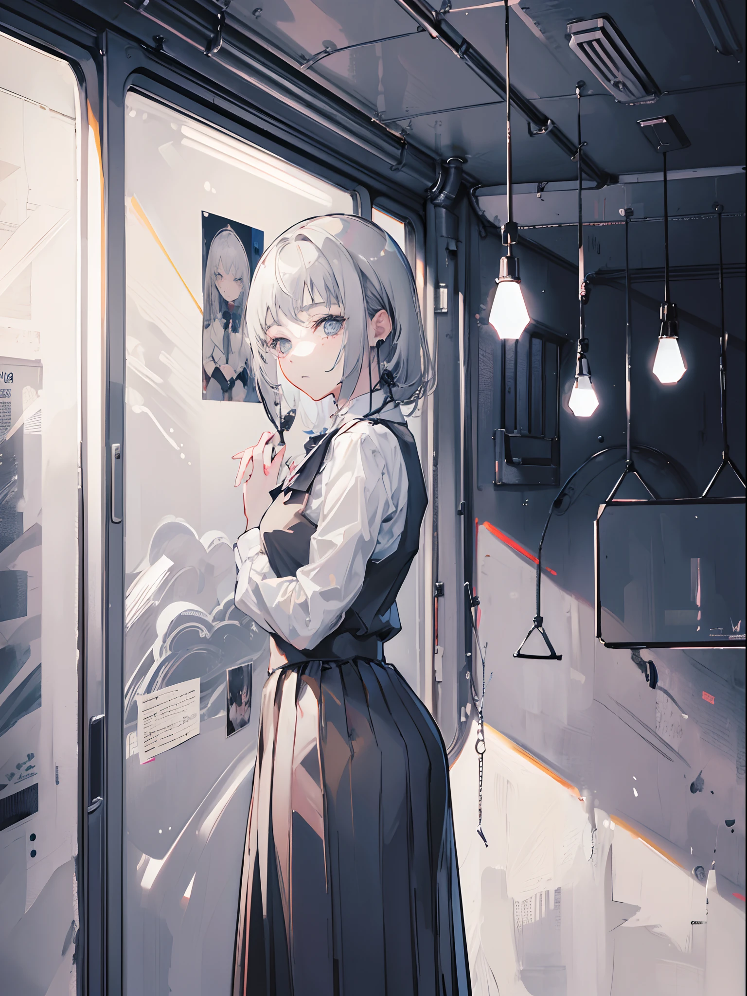 (masterpiece, top quality, best quality,official art, beautiful and aesthetic:1.2),(1girl:1.3), long gray hair,