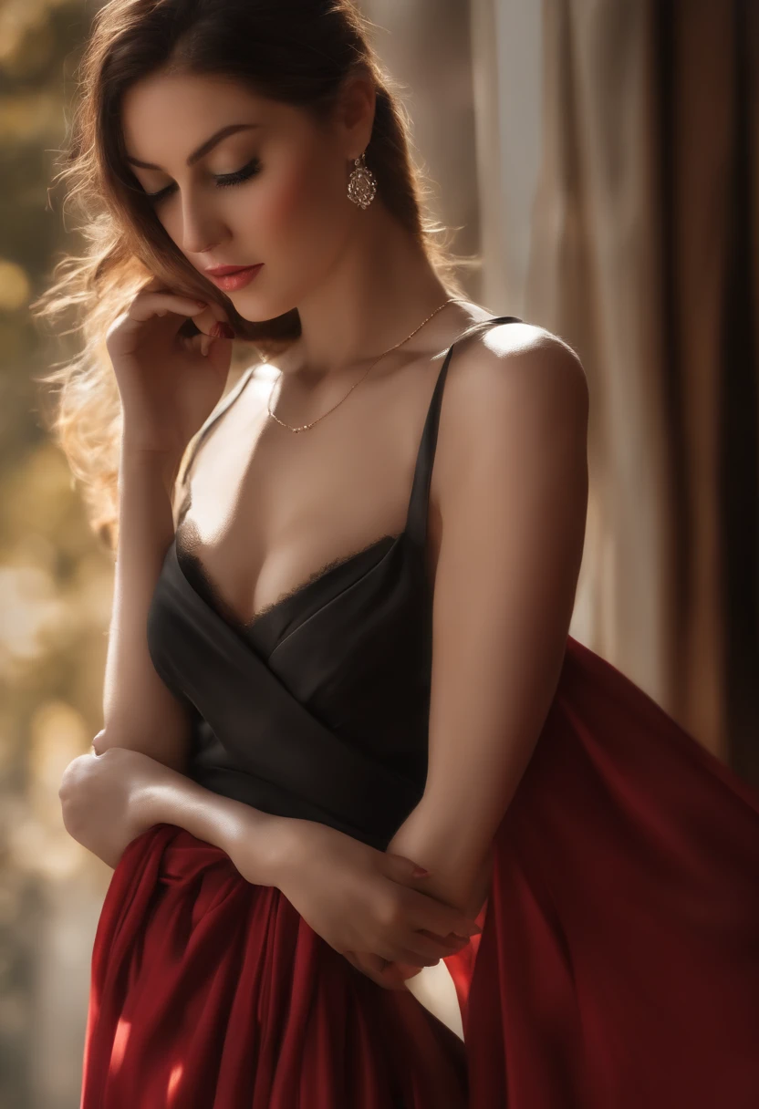 (fotorrealista:1.4),La mejor calidad,realista, Obra maestra, un extremadamente delicado y hermoso, CG,extremadamente detallado ,Altas Resoluciones, extremadamente detallado, 1girl, Tifa_Lockhart,Hermosa chica detallada,cuerpo completo, realista,Ropa japonesa, Hermosos ojos rojos detallados, Luz en la cara, cinematic lighting,,