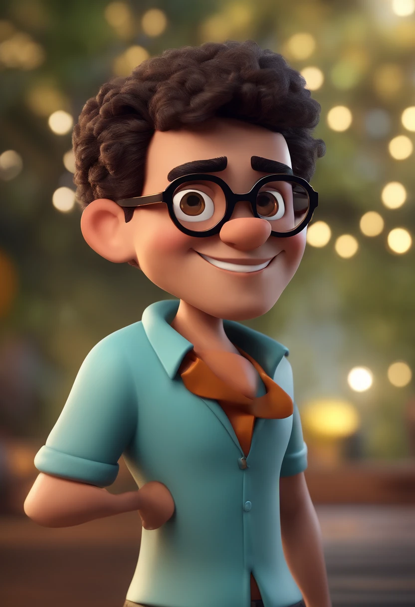 Cartoon character of a man with black glasses and a blue shirt, animation character, Caractere estilizado, animation style rendering, 3D estilizado, Arnold Maya render, 3 d render stylized, toon render keyshot, Personagem 3D, Personagem 3D, 3d rendering stylized, 3 d character render, personagem de desenho animado, Personagem de close up, Pose de personagem, (Estilo Pixar) (master part:1.2) (Bokeh) (best quality) (pele detalhada) (textura detalhada) (8k) (argila) (Cinematic lighting) (foco nítido