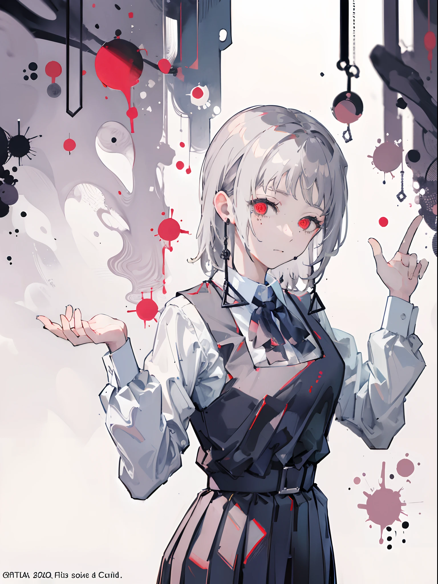 (masterpiece, top quality, best quality,official art, beautiful and aesthetic:1.2),(1girl:1.3), very long gray hair , red eyes