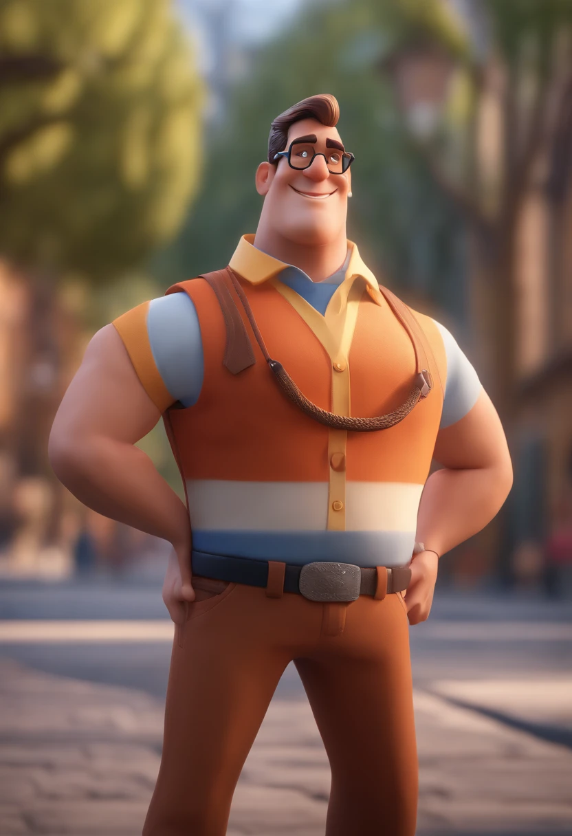 Cartoon character of a man with black glasses and a blue shirt, animation character, Caractere estilizado, animation style rendering, 3D estilizado, Arnold Maya render, 3 d render stylized, toon render keyshot, Personagem 3D, Personagem 3D, 3d rendering stylized, 3 d character render, personagem de desenho animado, Personagem de close up, Pose de personagem, (Estilo Pixar) (master part:1.2) (Bokeh) (best quality) (pele detalhada) (textura detalhada) (8k) (argila) (Cinematic lighting) (foco nítido