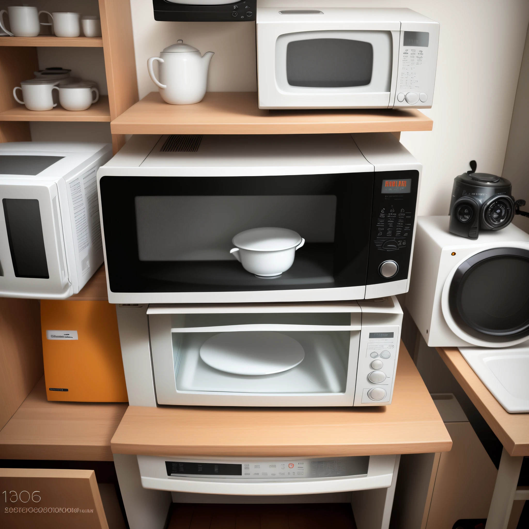 Photograph a microwave oven with a white background in the studio
