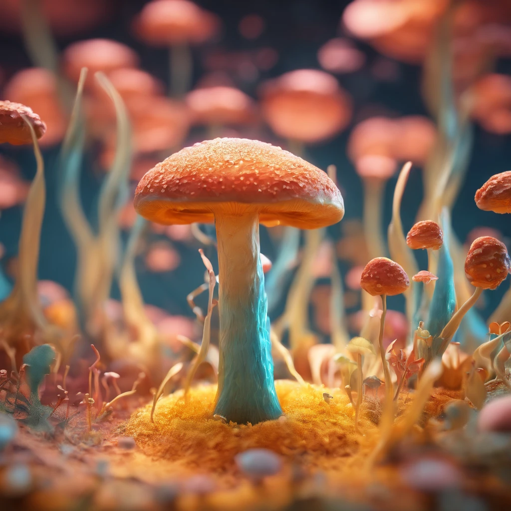 A beautiful mushroom cell seen from under an optical microscope