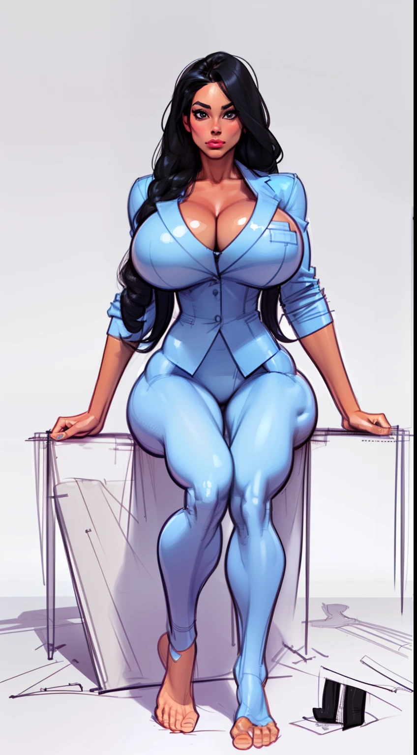 ((masterpiece)),(((best quality))), ((character design sheet:1.5)), (((sketches:1.5))), lineart, pencil lines only, (full body view)) illustration,1girl, muscular, ((business suit:1.5)), bubbles, ((hair combed to side:1.4)), ((hair:1.4)), suit ((detailed face:1.4)) ((gigantic breasts:1.6)), (pants), ((cleavage)), beautiful woman, (thick legs), scribbles and marks, rough sketches, pose, 8k,16k, (simple background, white background: 1.3)