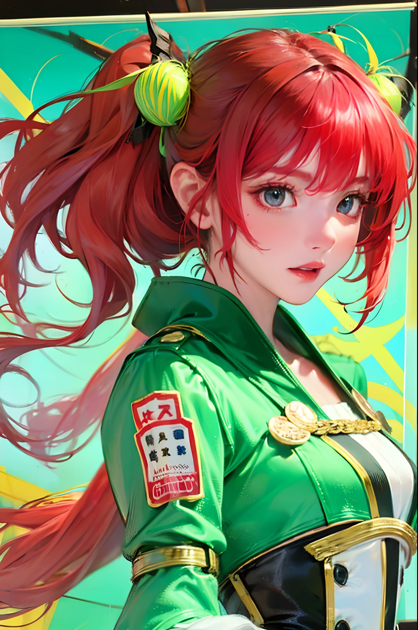 animemanga girl,He has long red hair,standing on a stage,Half-body close-up,Delicate face,cushart kenz, Anime girl with red hair, mikudayo, cushart krentz, cushart, Guviz, Official artwork, Kantai collection style, shirabii, anime concept art, inspired by Yanjun Cheng, Guviz-style artwork, nightcore
