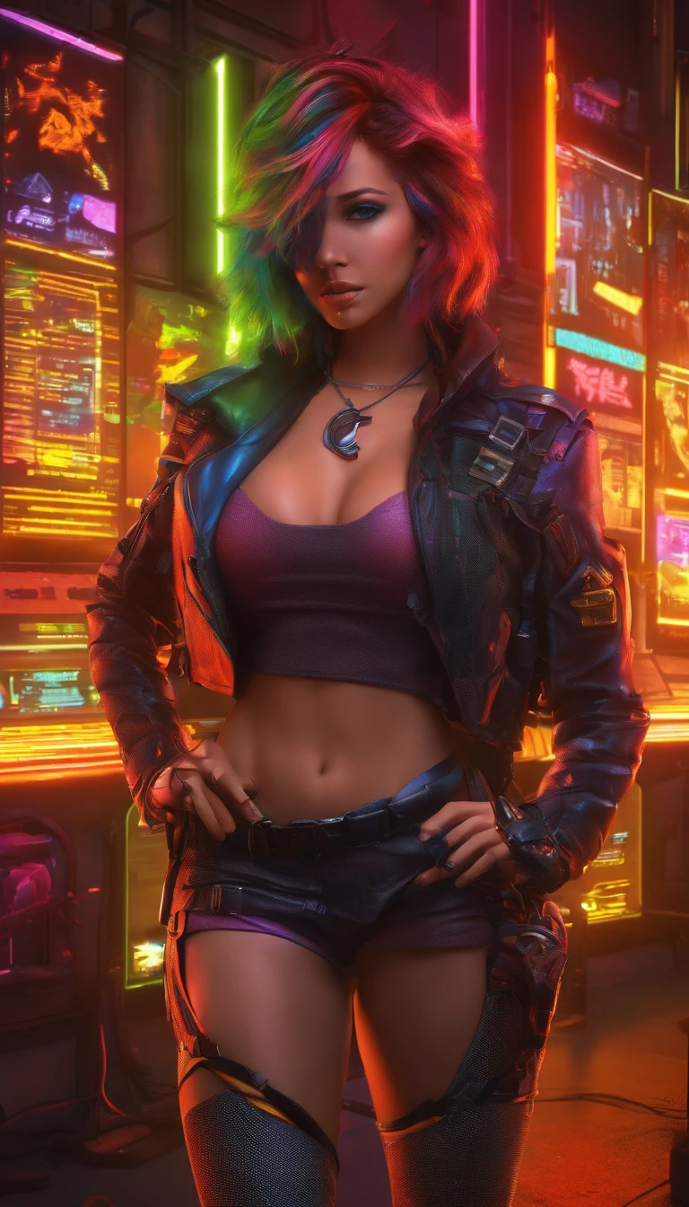 Die Welt von morgen, Dominated by artificial intelligence, in einem sehr realistischen Foto in 8K ((Meisterwerk))((highest quality))((27-year-old girl,schulterlanges, streaked hair ))Portrait from head to knee ((She stands there seductively, seductively sexual and reveals herself, by opening up her outfit. Partially exposed breast naked. )). ((Hintergrund ist ein hochdetaillierter Cyberpunk-Club mit mehrfarbigen LED-Lichtern. Graffiti .leuchtend.))4K. Sehr filigrane Details. filmisch. Hochreflektierende nasse Fahrbahn.
Die kybernetischen Verbesserungen, die du besitzt, They're not just for show - they're your lifeline in this dangerous world. Mit deiner gesteigerten Kraft, Geschwindigkeit, and agility, You'll have to navigate the dark dark side of the city and face its most dangerous criminals. Will you survive?, Oder wirst du nur ein weiteres Opfer der Cyberpunk-Neonwelt?? Girl's hair with neon colors highlights with bright colorsPhoto real, hyperrealistisch, Hoher Dynamikumfang, satte Farben, Lebensechte Texturen, 8K UHD, hohe Farbtiefe ,..3d, Oktan-Rendering, 8K, Raytracing, 8K ultrafeine Details, Privatpresse, Assoziiertes Pressefoto, Meisterwerk, Nekropunk, Spitting FarbtönePhoto real, hyperrealistisch, Hoher Dynamikumfang, satte Farben, Lebensechte Texturen, 8K UHD, hohe Farbtiefe ,..3d, Oktan-Rendering, 8K, Raytracing, 8K ultrafeine Details, Privatpresse, Assoziiertes Pressefoto, Meisterwerk,