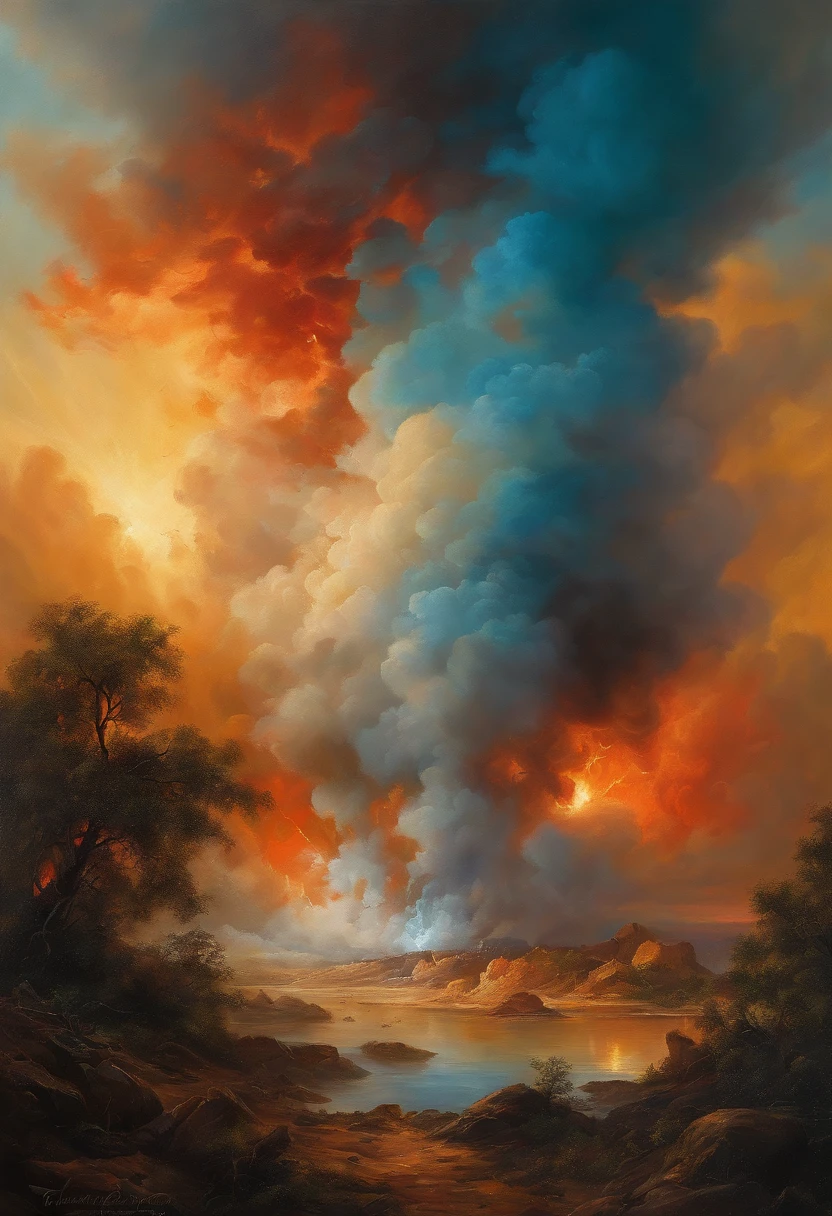 Explosion Illustration　an oil painting