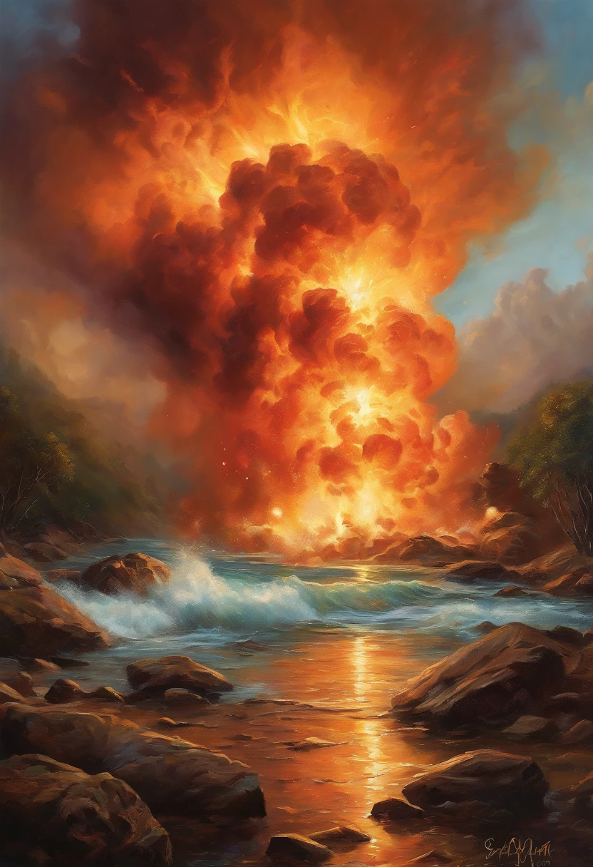 Explosion Illustration　an oil painting