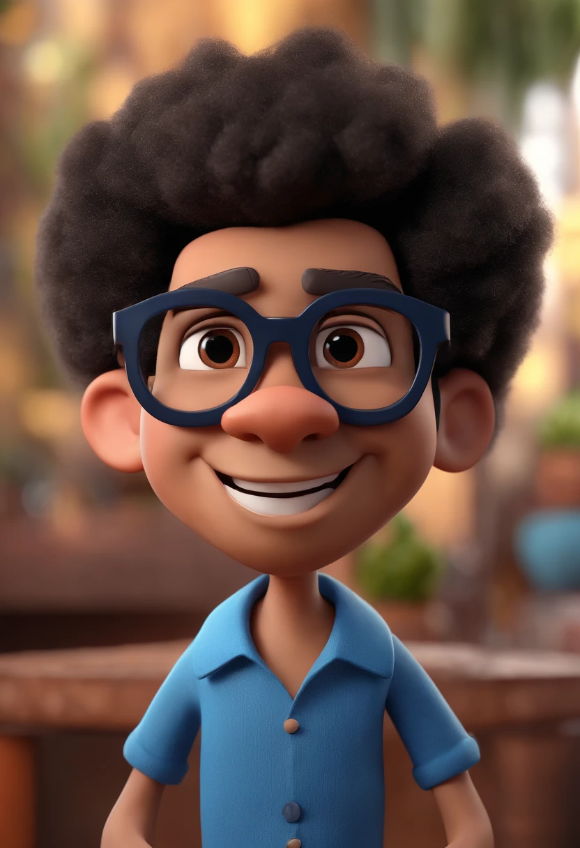 Cartoon character of a man with black glasses and a blue shirt, animation character, Caractere estilizado, animation style rendering, 3D estilizado, Arnold Maya render, 3 d render stylized, toon render keyshot, Personagem 3D, Personagem 3D, 3d rendering stylized, 3 d character render, personagem de desenho animado, Personagem de close up, Pose de personagem, (Estilo Pixar) (master part:1.2) (Bokeh) (best quality) (pele detalhada) (textura detalhada) (8k) (argila) (Cinematic lighting) (foco nítido