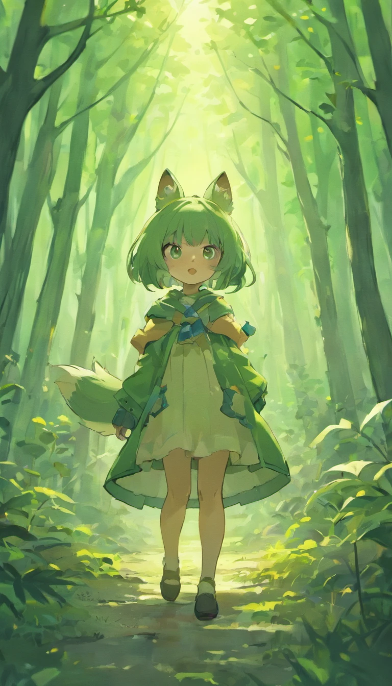 Children's style, 児童書, Hareful, foxes, froggy、Squirrels and owls, in woods, Quite, 发光, stas