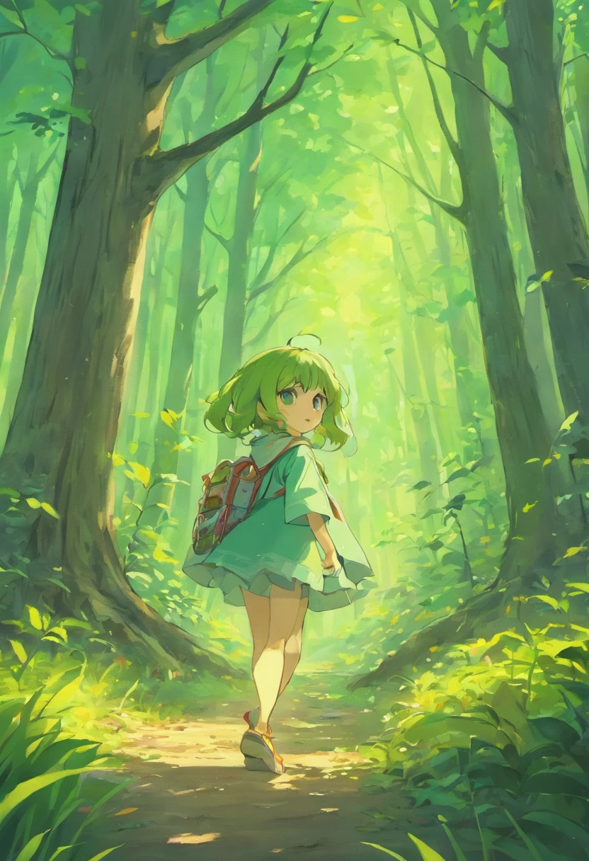 Children's style, 児童書, froggy, in woods, Quite, 发光, stas