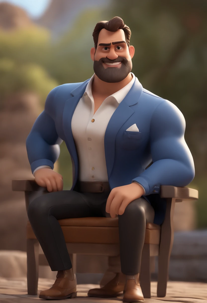 personagem dos desenhos animados de um homem com uma camisa branca, blazer, barba preta, animation character, Caractere estilizado, animation style rendering, 3D estilizado, Arnold Maya render, 3 d render stylized, toon render keyshot, Personagem 3D, Personagem 3D, 3d rendering stylized, 3 d character render, personagem de desenho animado, Personagem de close up, Pose de personagem, (Estilo Pixar) (master part:1.2) (Bokeh) (best quality) (pele detalhada) (textura detalhada) (8k) (argila) (Cinematic lighting) (foco nítido