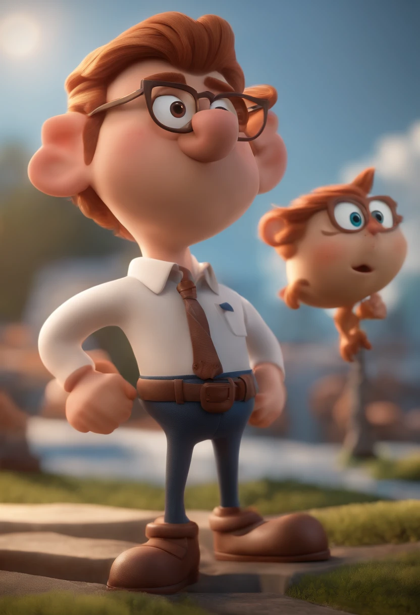 personagem dos desenhos animados de um homem com uma camisa branca, blazer, barba preta, animation character, Caractere estilizado, animation style rendering, 3D estilizado, Arnold Maya render, 3 d render stylized, toon render keyshot, Personagem 3D, Personagem 3D, 3d rendering stylized, 3 d character render, personagem de desenho animado, Personagem de close up, Pose de personagem,  (Estilo Pixar) (master part:1.2) (Bokeh) (best quality) (pele detalhada) (textura detalhada) (8k) (argila) (Cinematic lighting) (foco nítido