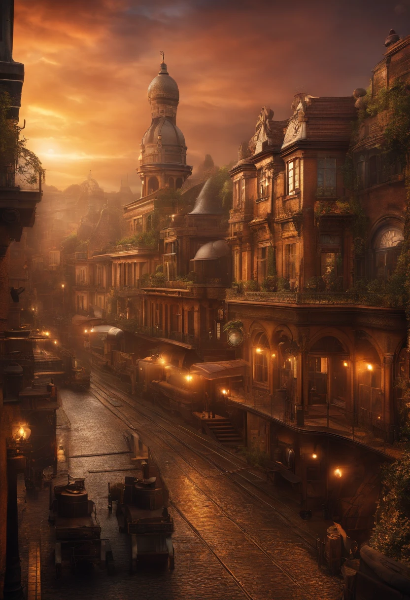 uma cidade steampunk com vista para o solo por WAS-Steampunk