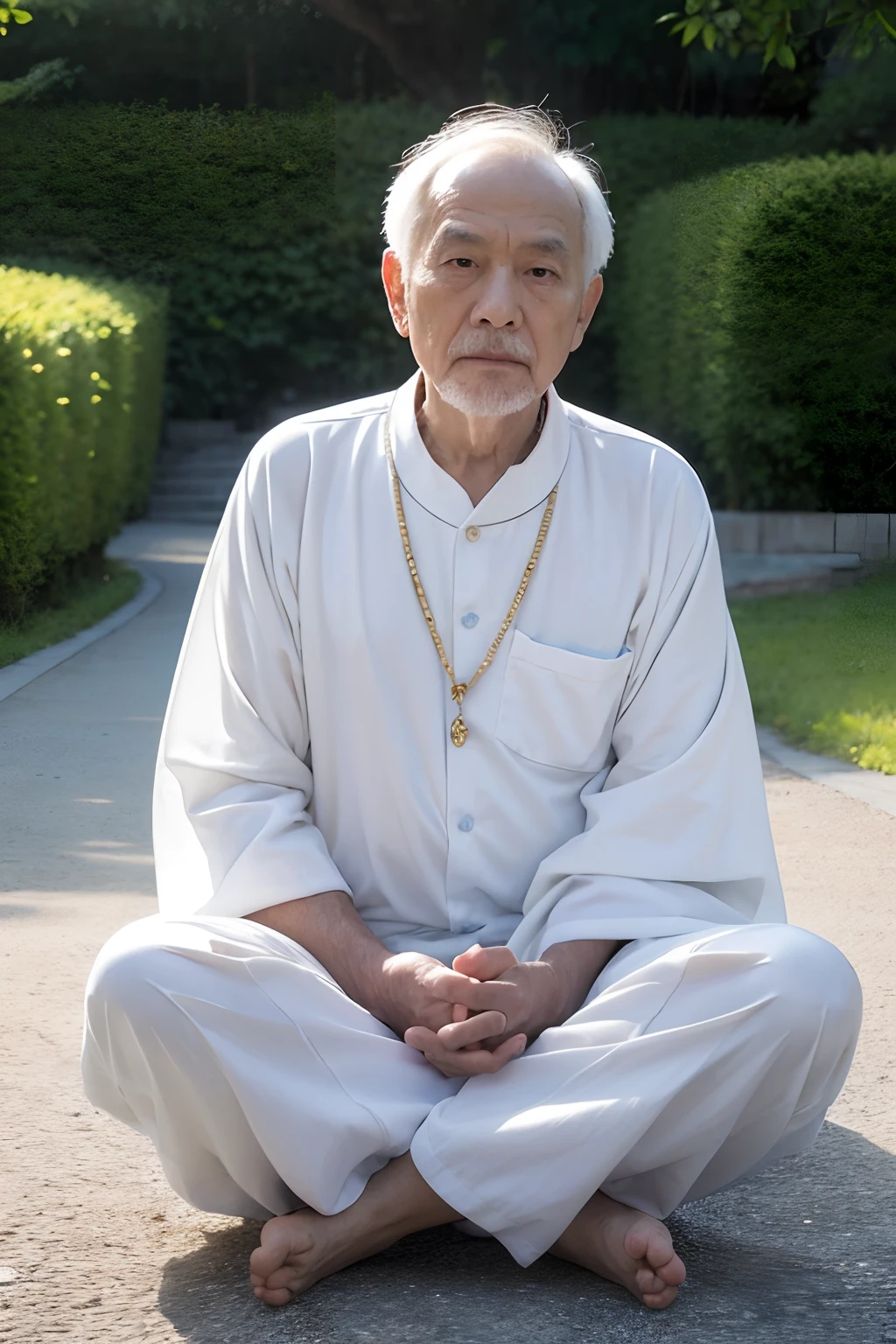 A wise man、a old man、Fairy wind road bone、Meditate、Meditation、white backgrounid、Be kind