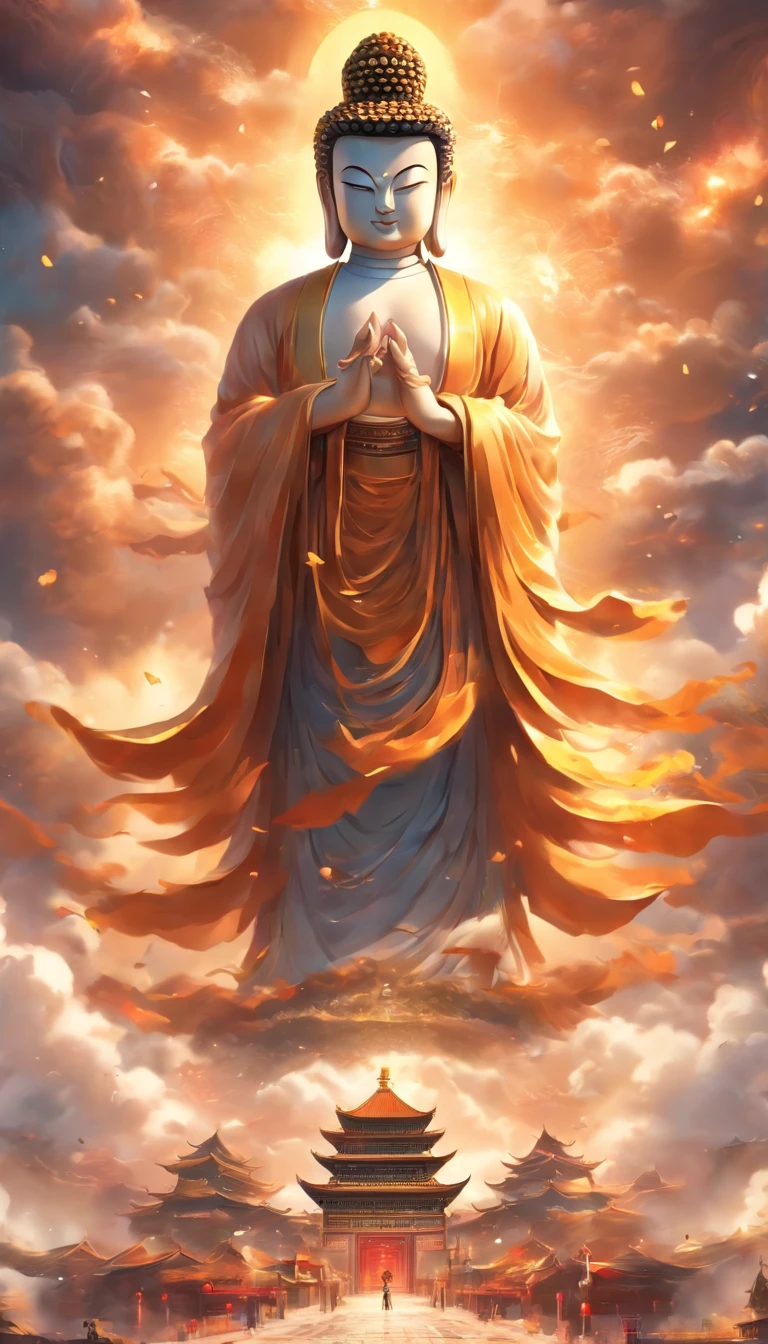 ((Masterpiece)),(Best quality)),China-style,In the sky, The clouds form a huge Maitreya Buddha statue,Gaze at the earth,Standing Buddha statue,with light glowing,Glow effects,Pilgrims on the road,Hyper-realistic,Ultra photo realsisim,Real Photographics,8K,High definition,high qulity,Works of masters,super-fine,Chinese black and white ink style,(((white colors))),Decolorization,Smudge,ink,8K,super-fine,high qulity,(((OC renderer)))