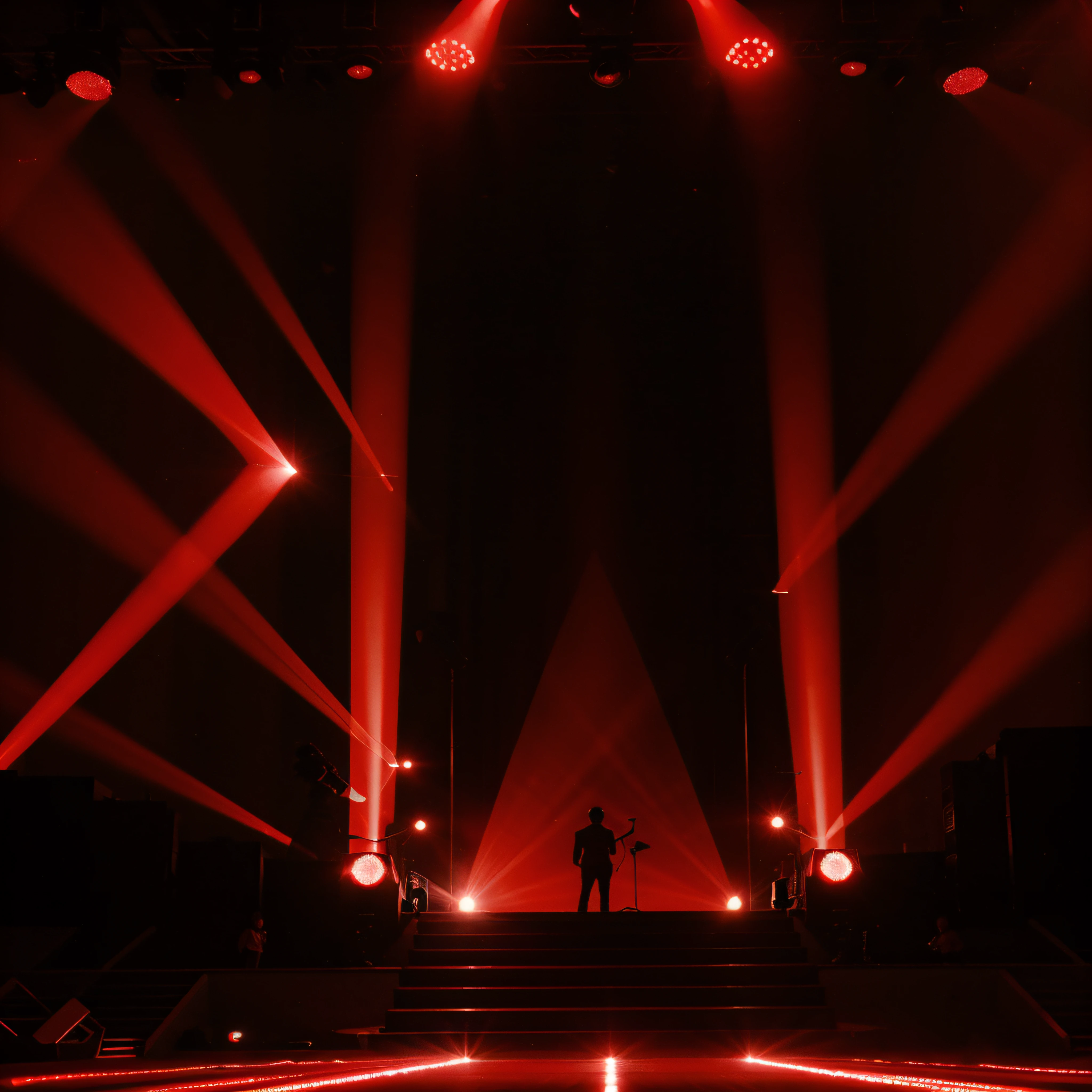 Fundo de um palco, red lighting, luzes e lazers vermelhos