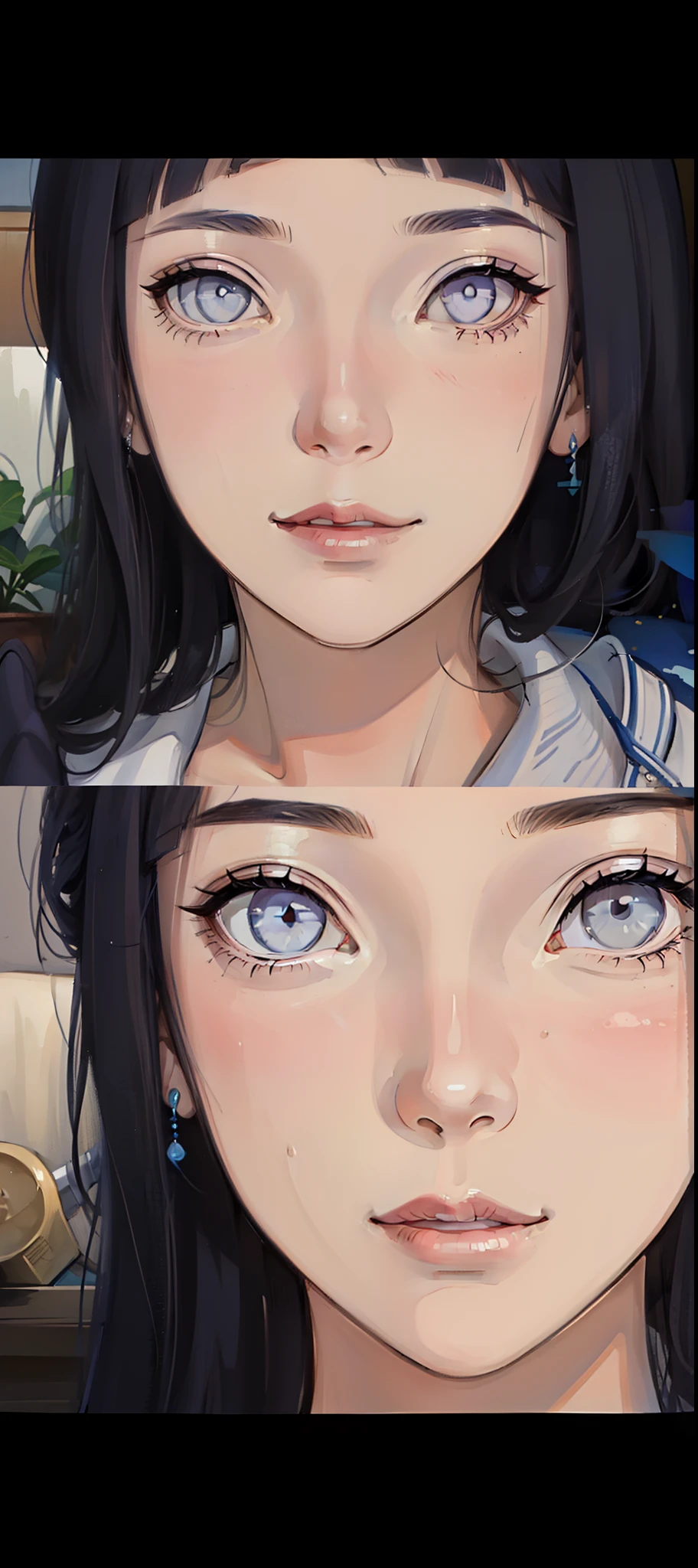 (Portraits:1.4), (masterpiece:1.2, best quality:1.2), from front, all body, full body
1girl, Look at viewer, face and body focus, extremely detailed character, extremely detailed clothes, good-looking, make up, standing, (((overall blue))), white shirt inner, earrings, (((blunt bangs))), ((long hair)), hinata/(boruto/), smile, detailed lips