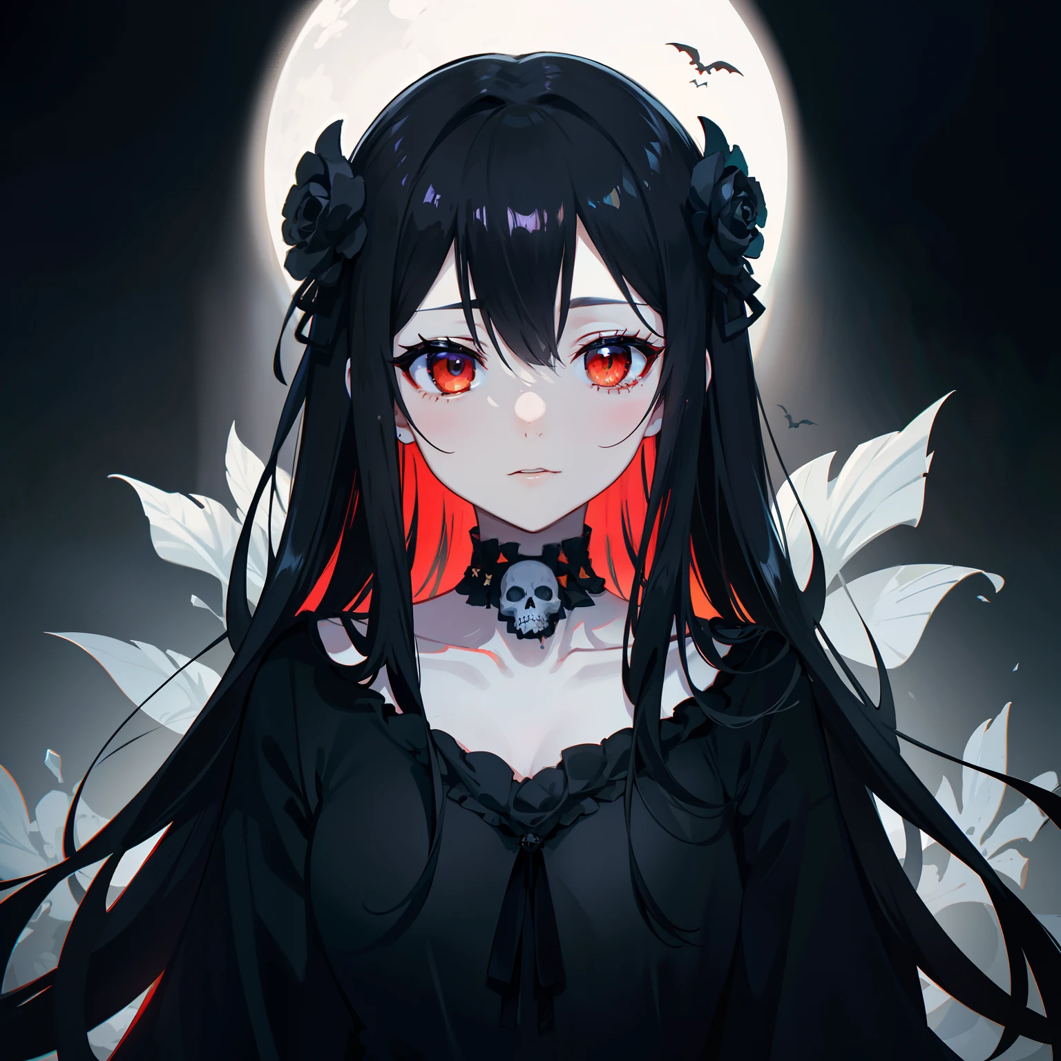 abyssal、Sinking Beauty、In the water、skeletal、skull、calavera、a cool、Beautiful flowers