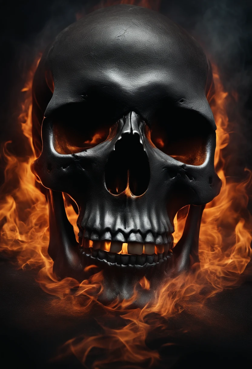 Black skull flames