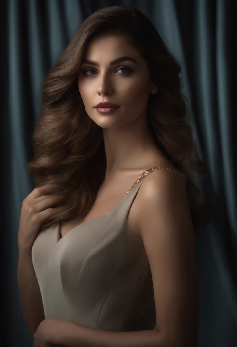 best quality, master part, high resolution, 1girl, vestido de porcelana, Hair accessories, colar, jewelries, beautiful face, no corpo, Efeito Tyndall, Realistic, Dark Studio, edge lighting, Two-tone lighting, (pele de alto detalhe: 1.2), 8k UHD, DSLR, luz suave, alta qualidade, volumetric light, candid, fotografia, high resolution, 4k, 8k, desfoque de fundo, p