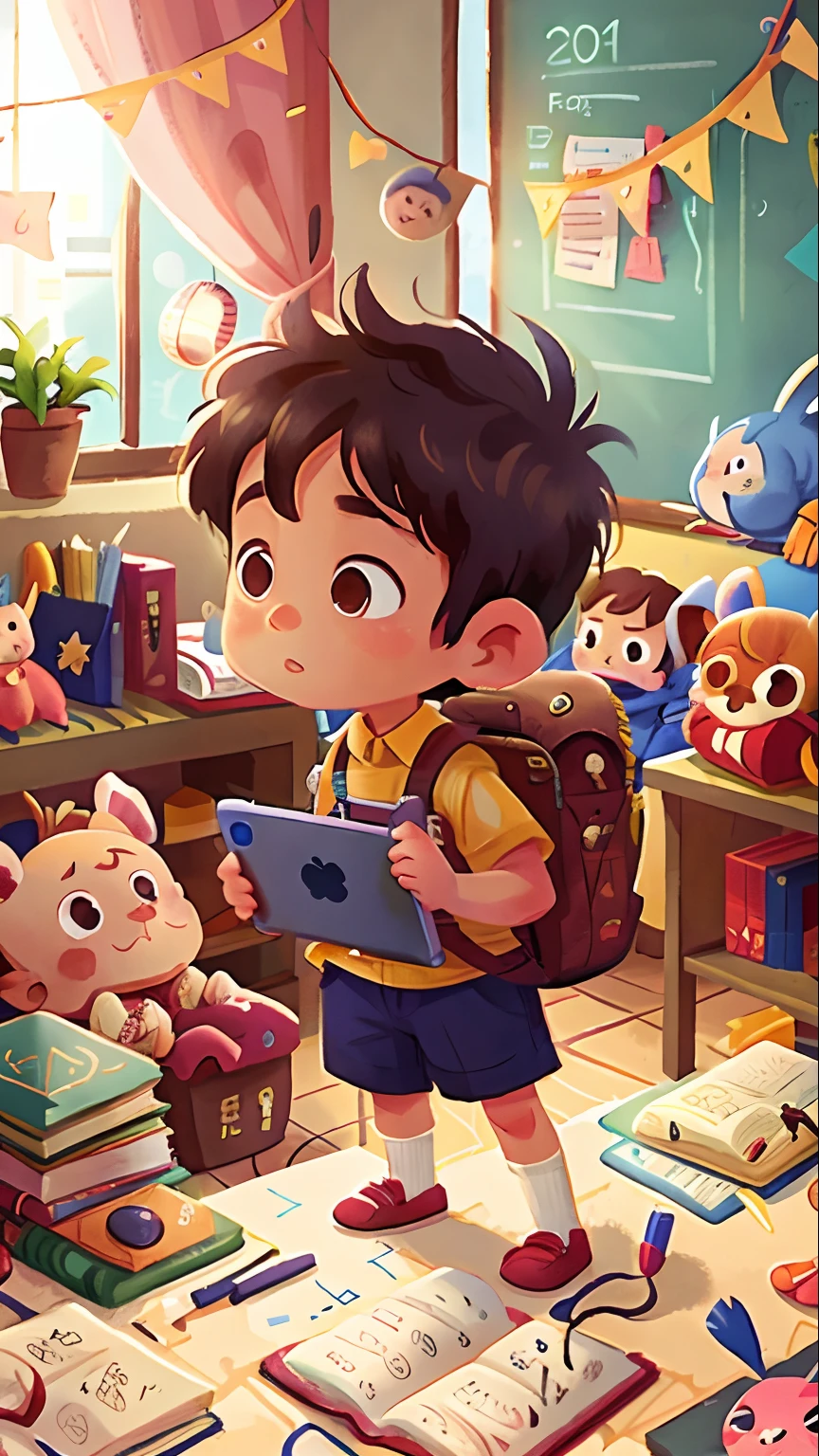 Little boy, schools, macbook