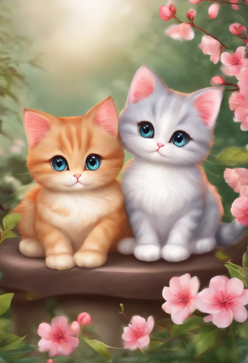 Two cats,There is a cherry on top, kitty,, So cute, Cat ears, Japanese kawaii style