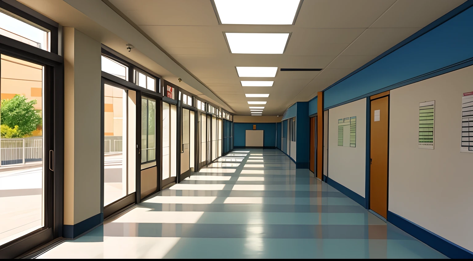 Background of the school, Anime School, School corridor