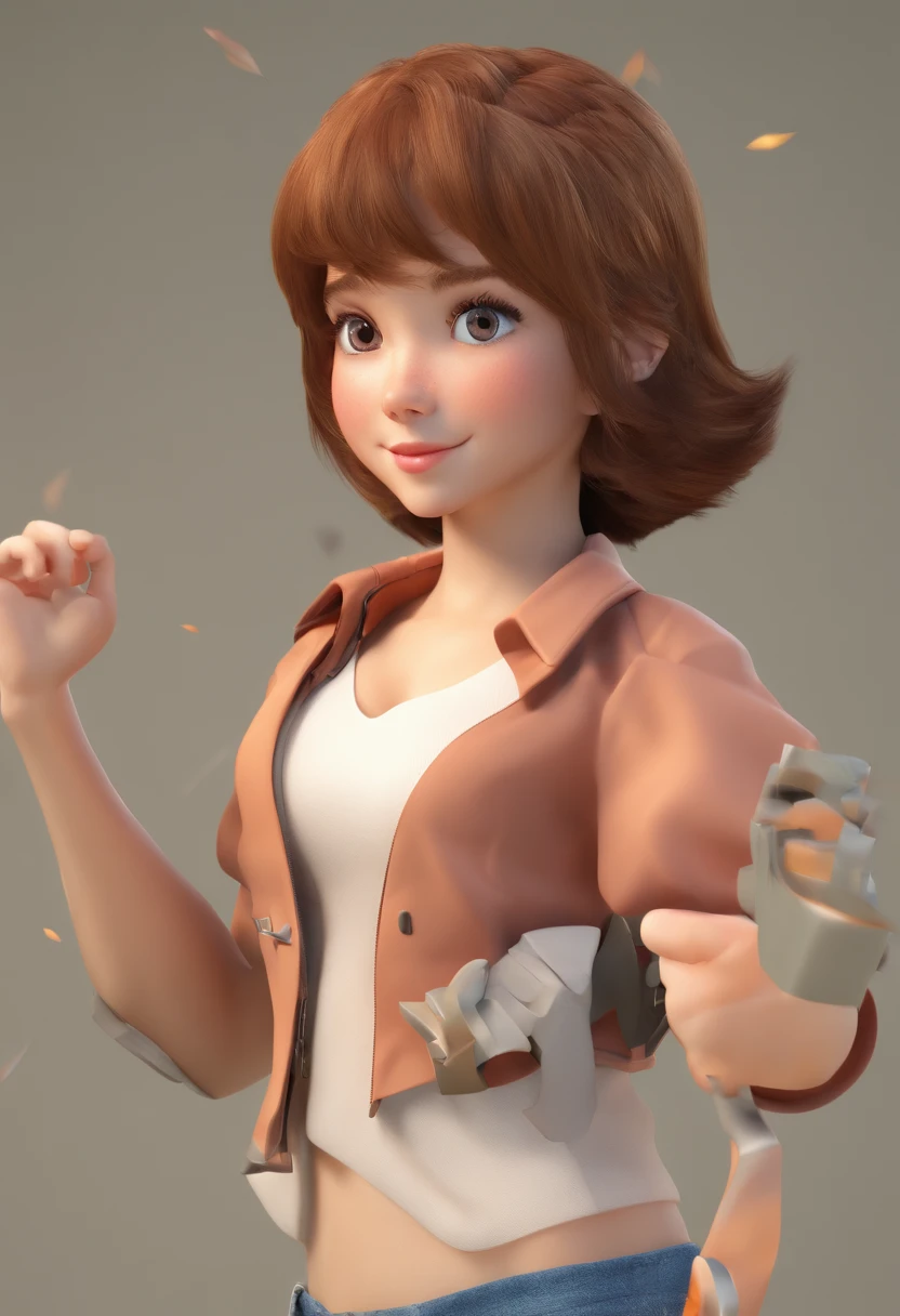 Beautiful girl, (((((pequeno)))), mostrando o rosto, Salient language, short hair, marrom, 8k, fotografia profissional, delicado, claro, na floresta, sol, vazamento de luz, master part, (Beautiful)))), (realidade)))), sorrir, Fantastic, anjo, jovem