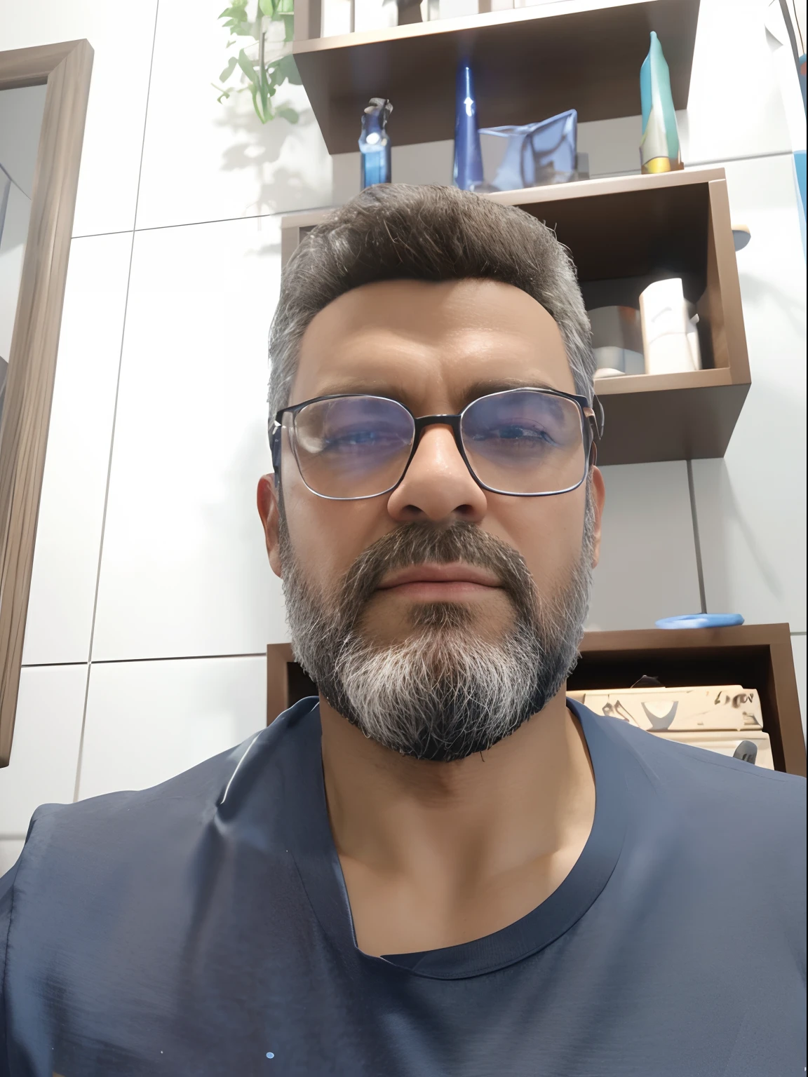 Cartoon character of a man with black glasses, cabelo cacheado marrom escuro e uma camisa azul, animation character, Caractere estilizado, animation style rendering, 3D estilizado, Arnold Maya render, 3 d render stylized, toon render keyshot, Personagem 3D, Personagem 3D, 3d rendering stylized, 3 d character render, personagem de desenho animado, Personagem de close up, Pose de personagem, (Estilo Pixar) (master part:1.2) (Bokeh) (best quality) (pele detalhada) (textura detalhada) (8k) (argila) (Cinematic lighting) (foco nítido