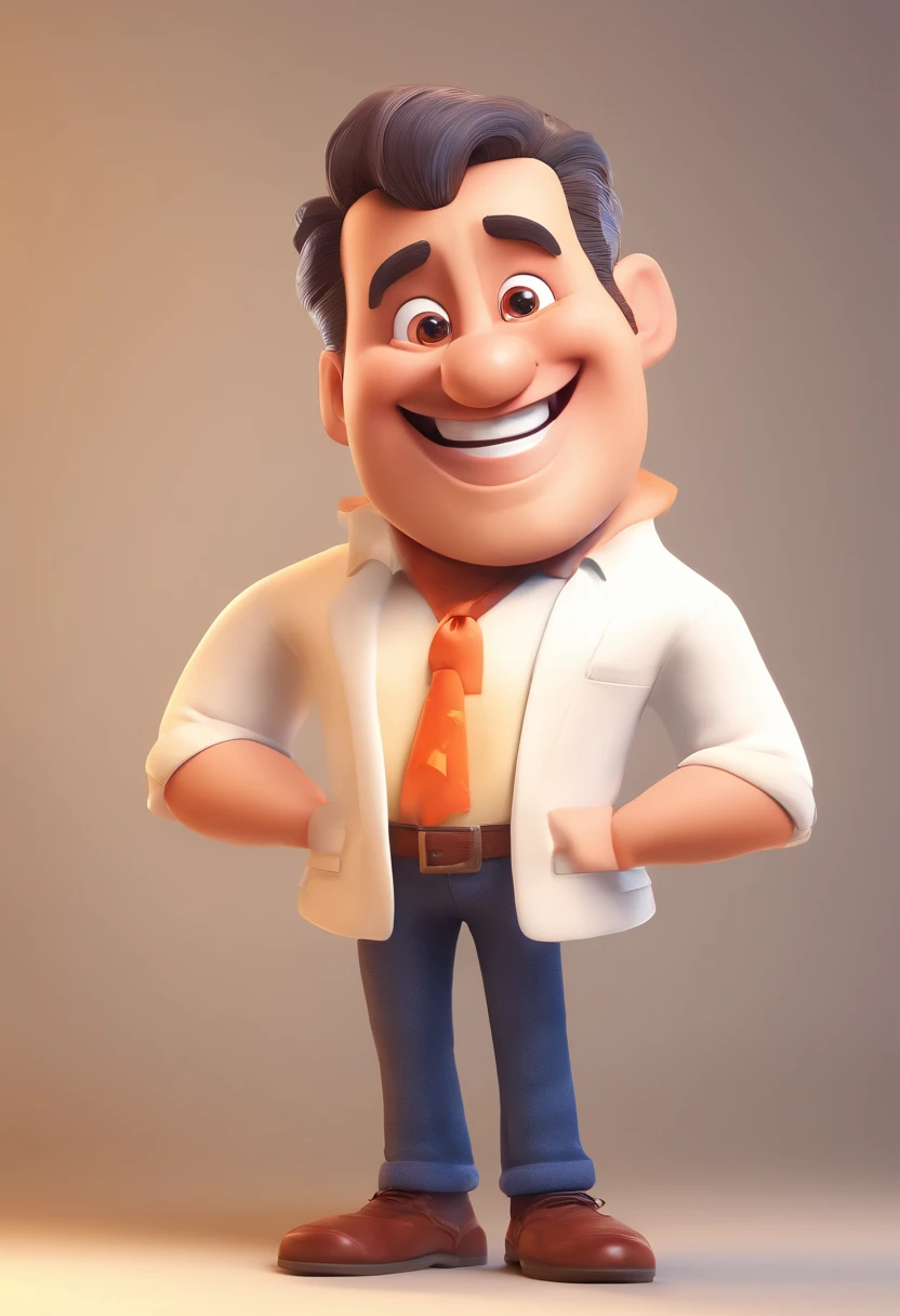 Smiling Man Illustration, sorriso insano, Homem de pele marrom com um sorriso gigante, happily smiling at the camera, sorriso atrevido, he's smiling, sorriso muito grande, Macho sorridente, foto de perfil headshot, rindo sorriso enorme, desenhando no estilo de Arte 3D, c4d, fundo de cor branco puro, estilo disney, estilo pixar render ilustracao Super Detalhe, 8k