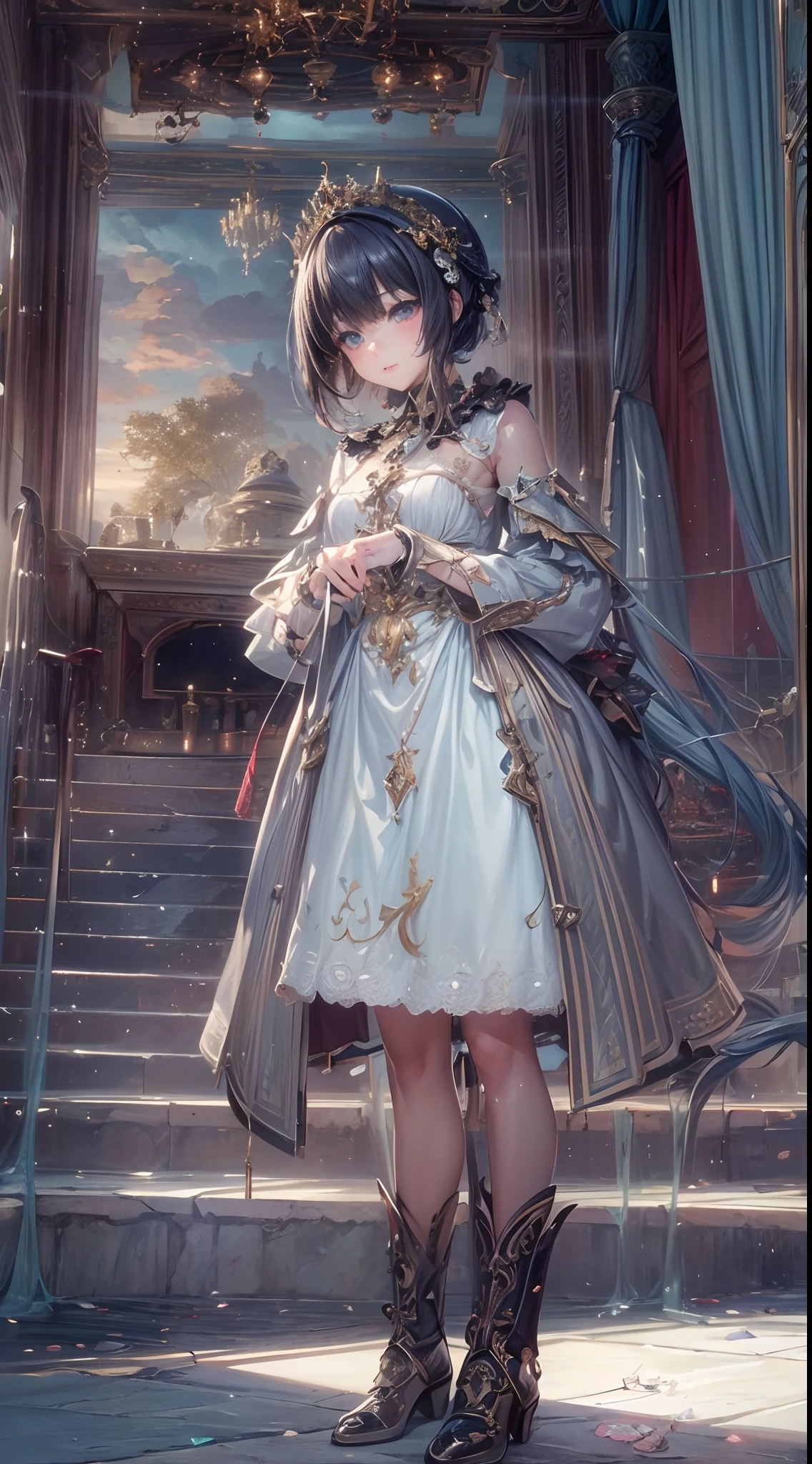 (((masterpiece)))、((top-quality))、(The ultra-detailliert)、(CG Illustration)、(Very Beautiful ))、Cinematic Light、((1 Mechanical Girl))、 scientific fiction、Apocalypse、Erotic grotesque、research institute(Beautiful and indulgent:1.2)、(1girl in:1.3)、Facing the front,Shorthair,