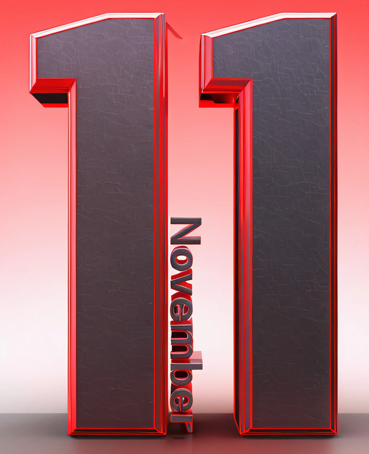 Close up of red and black numbers on red background, red realistic 3 d render, 3 d render n - 9, in style of 3d render, Rendered in Cinema4D, rendered in cinema 4 d, november, depicted as a 3 d render, 1 as february), 3d render”, c 4 d style, c 4 d "